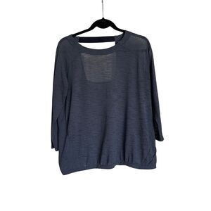 Athleta Top Womens Size Large Dark Gray Clarity Wrap Open Back 3/4 Sleeve Yoga